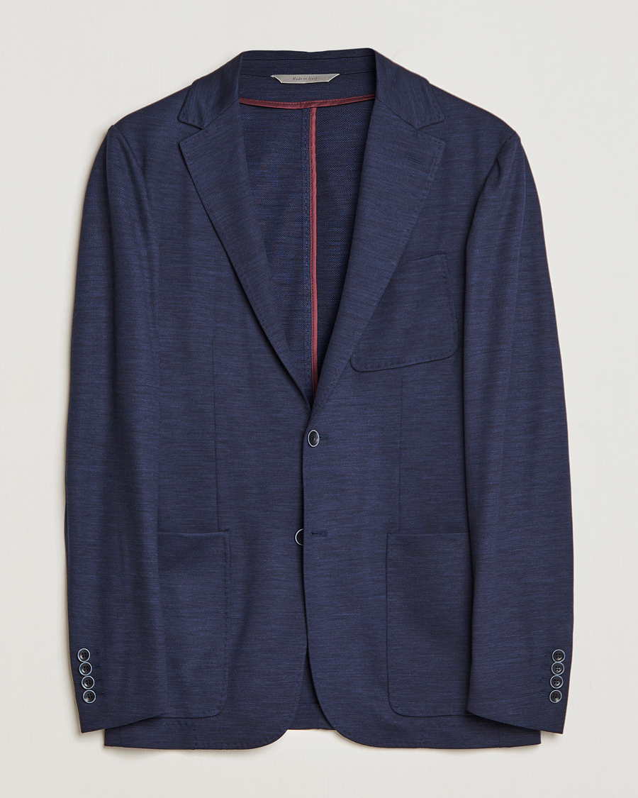 Mies | Pikkutakit | Canali | Wool Jersey Blazer Navy