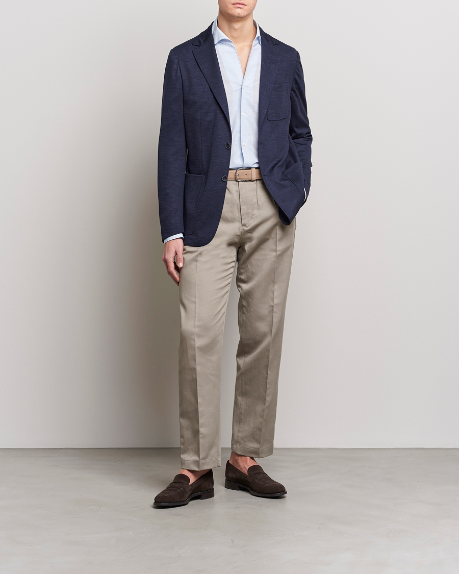 Mies | Pikkutakit | Canali | Wool Jersey Blazer Navy