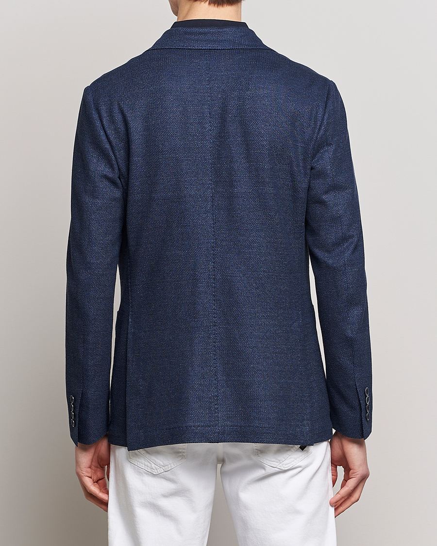 Mies | Pikkutakit | Canali | Linen/Cotton Jersey Blazer Dark Blue