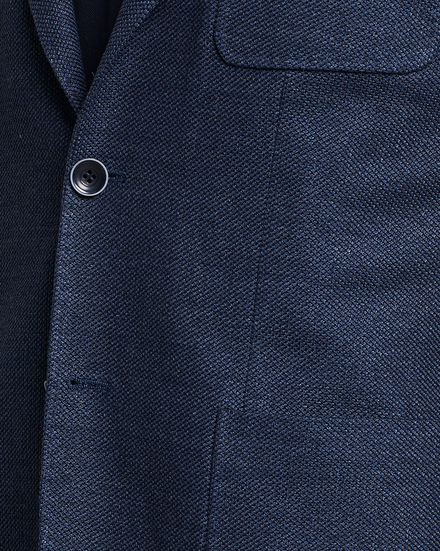 Mies | Pikkutakit | Canali | Linen/Cotton Jersey Blazer Dark Blue