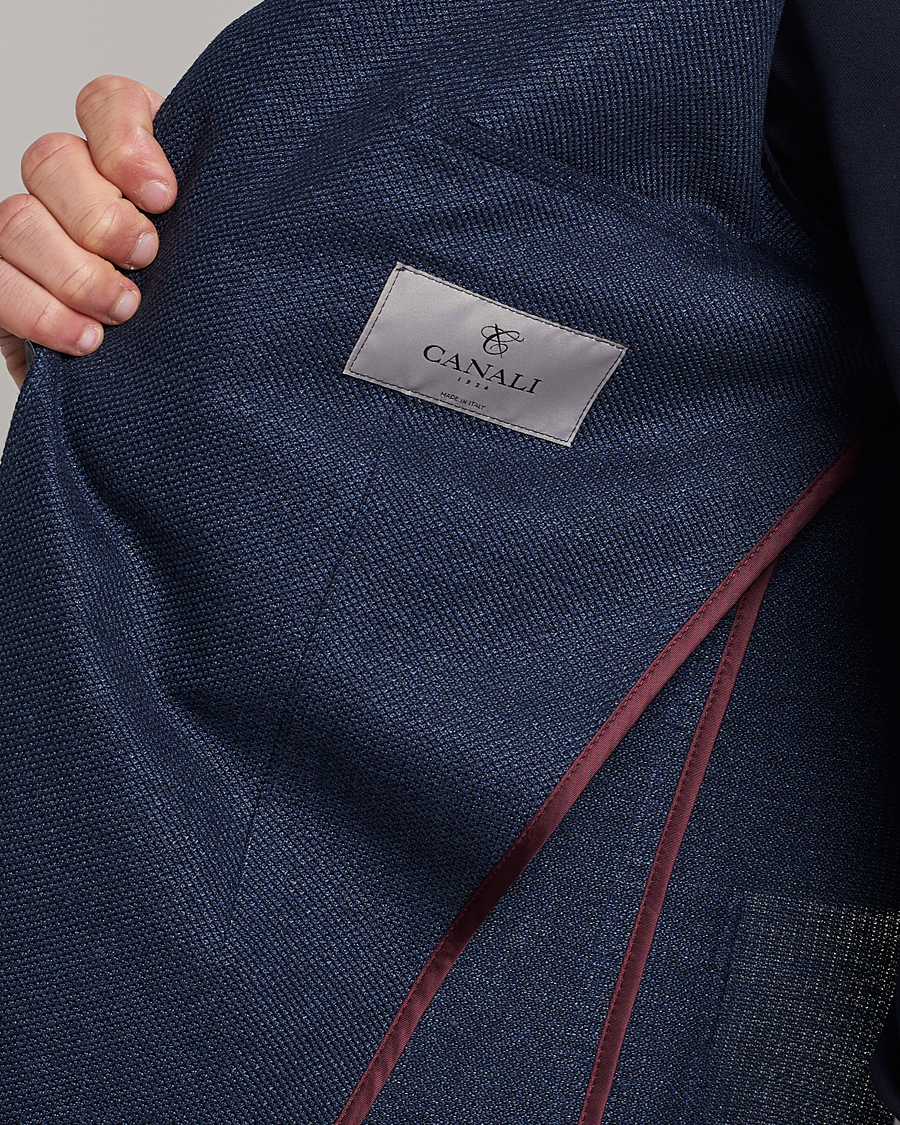 Mies | Pikkutakit | Canali | Linen/Cotton Jersey Blazer Dark Blue