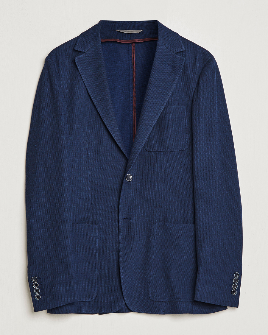 Mies | Pikkutakit | Canali | Cotton Stretch Jersey Blazer Navy