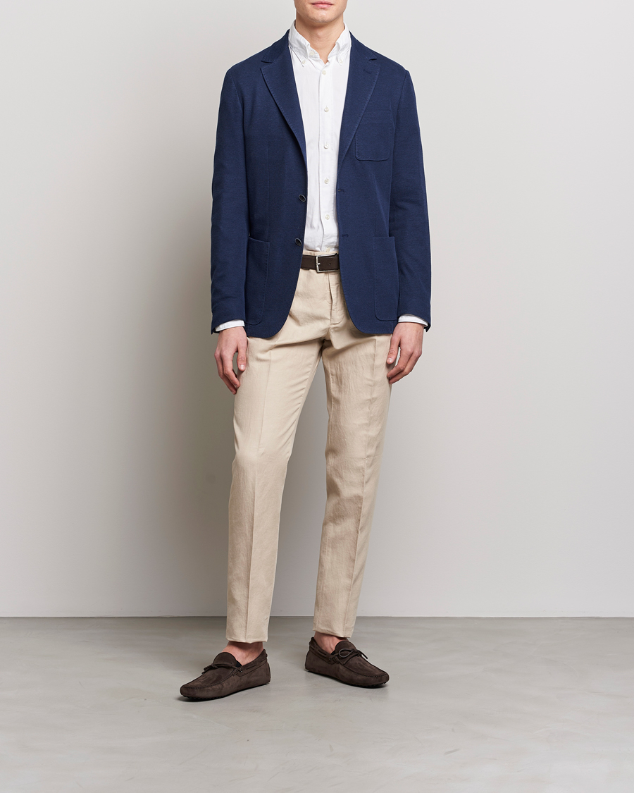 Mies | Pikkutakit | Canali | Cotton Stretch Jersey Blazer Navy