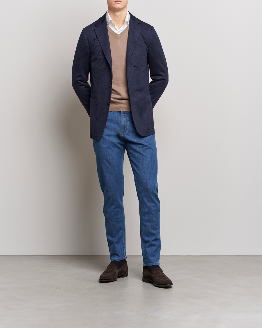 Mies | Farkut | Canali | Slim Fit 5-Pocket Jeans Blue Wash