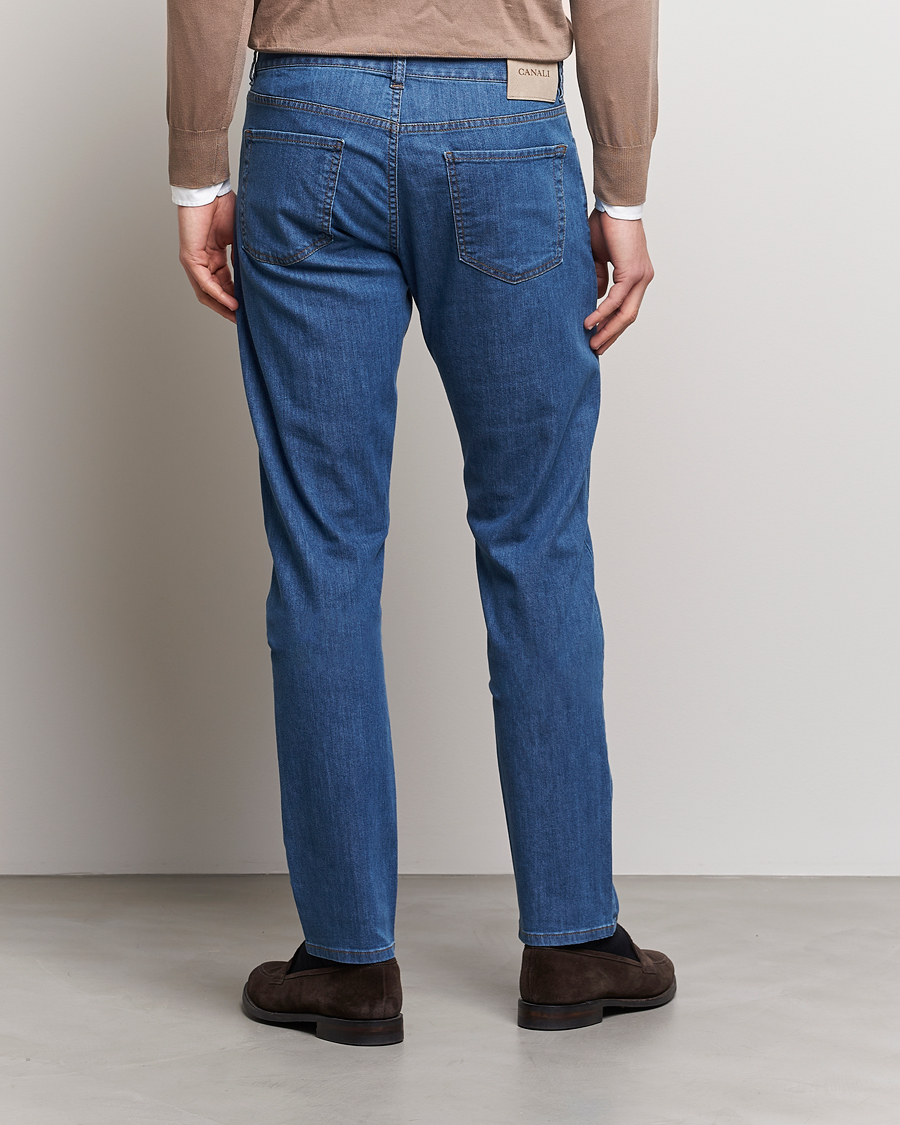 Mies | Farkut | Canali | Slim Fit 5-Pocket Jeans Blue Wash