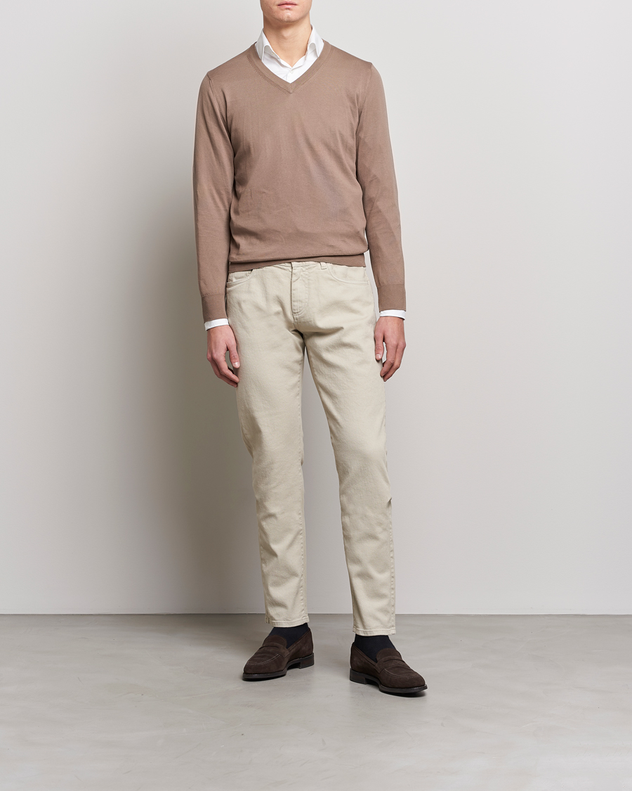 Mies | Housut | Canali | Slim Fit 5-Pocket Pants Beige