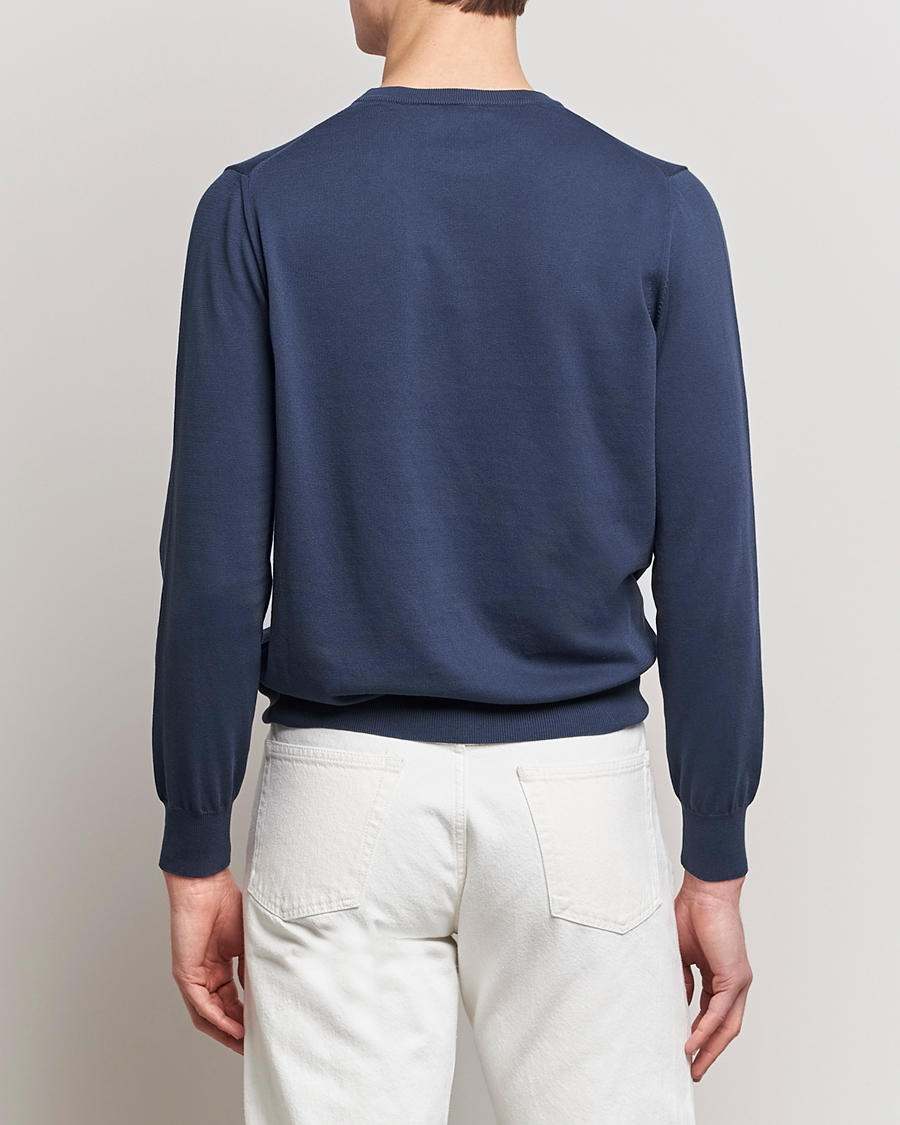 Mies | Puserot | Canali | Cotton Crew Neck Pullover Steel Blue