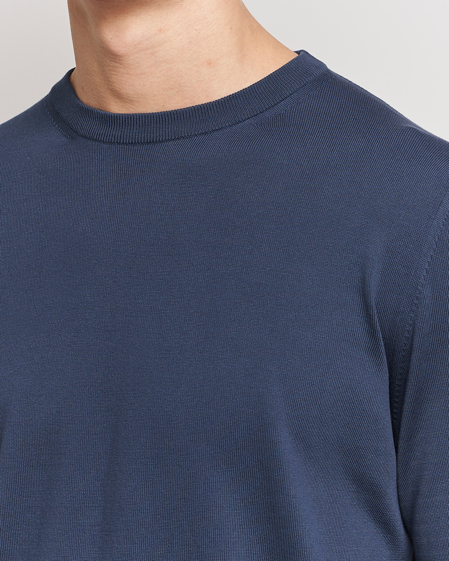 Mies | Puserot | Canali | Cotton Crew Neck Pullover Steel Blue