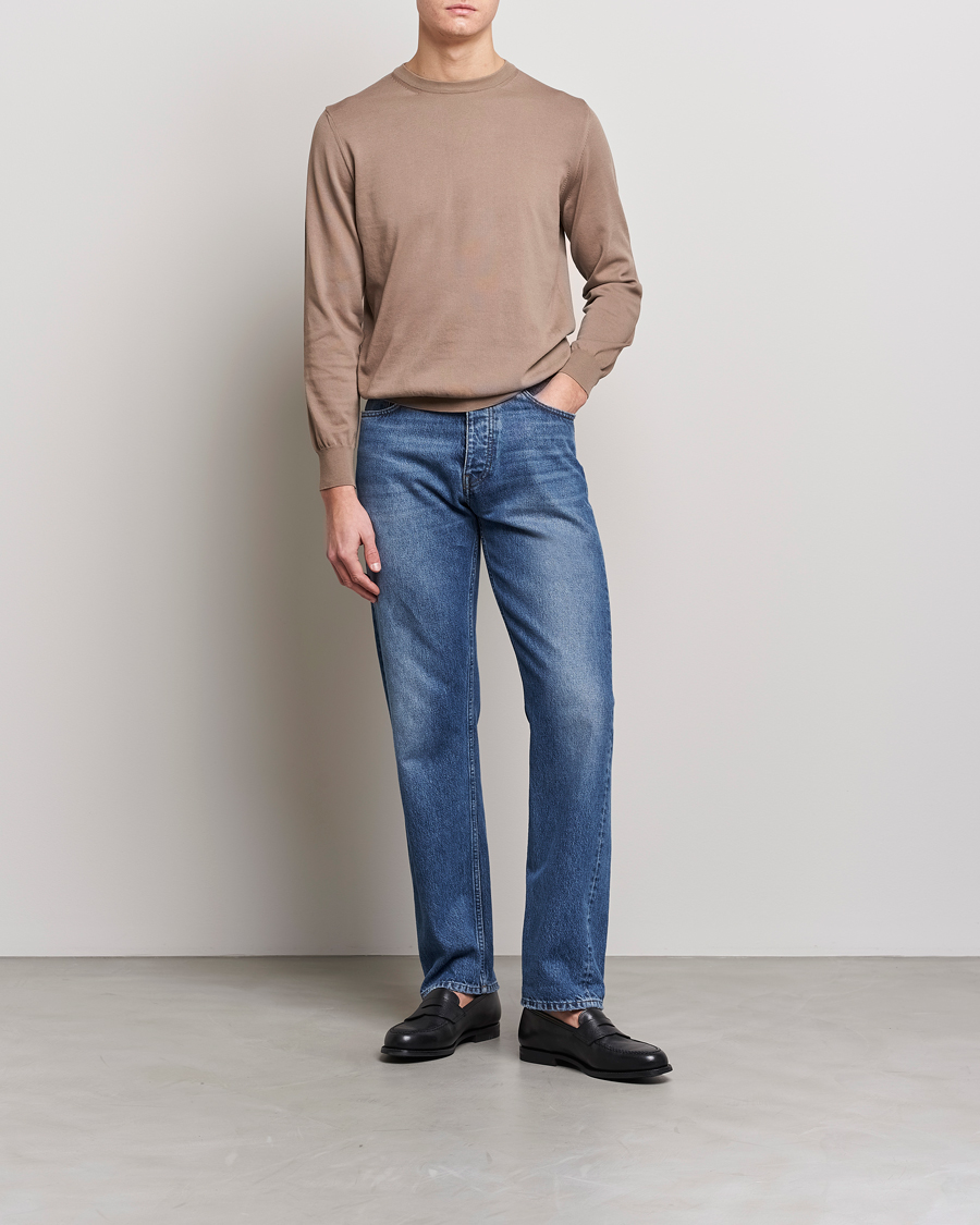 Mies | Puserot | Canali | Cotton Crew Neck Pullover Brown
