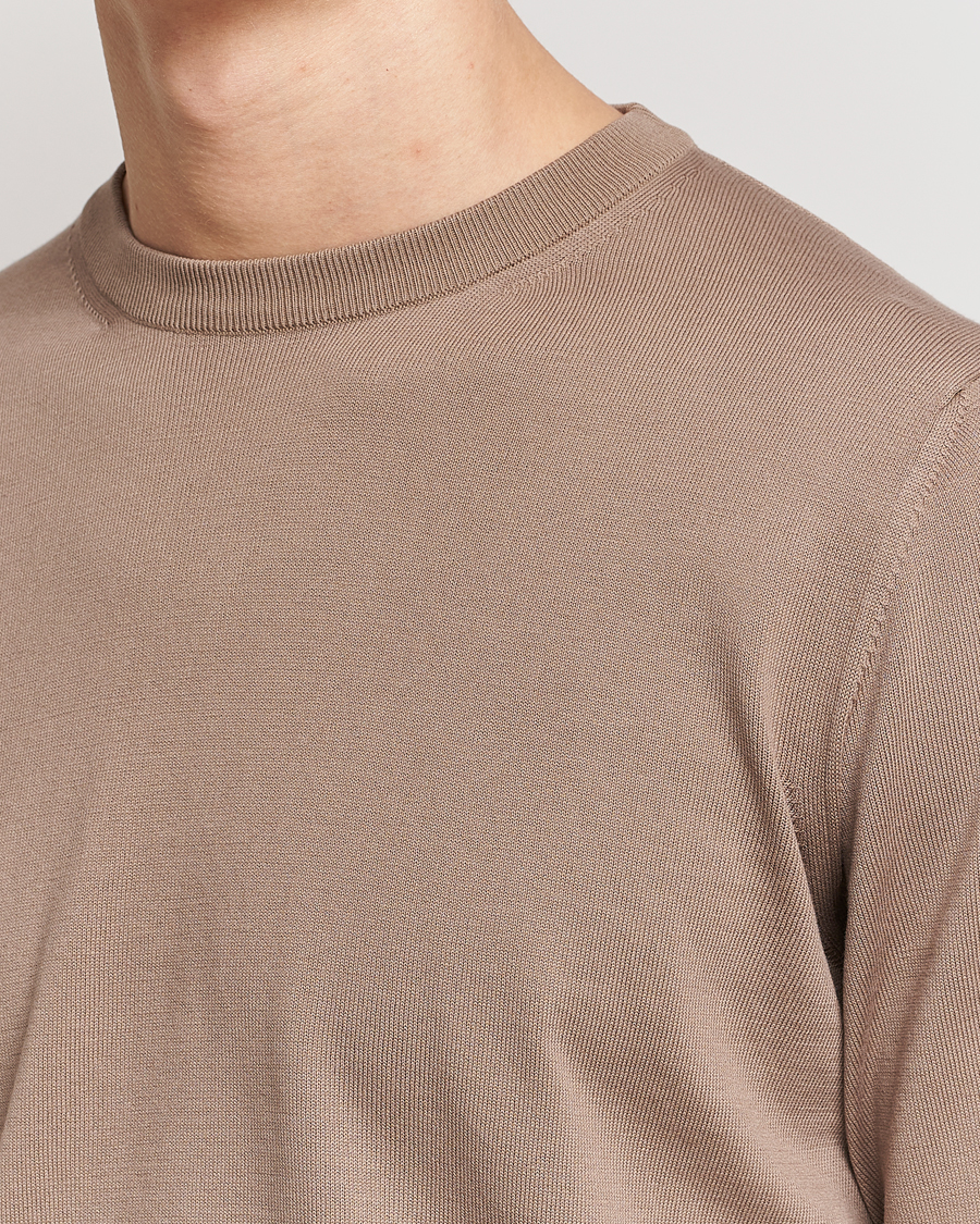 Mies | Puserot | Canali | Cotton Crew Neck Pullover Brown
