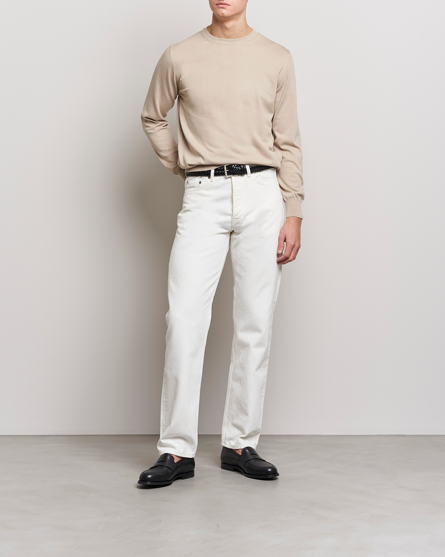 Mies | Puserot | Canali | Cotton Crew Neck Pullover Beige