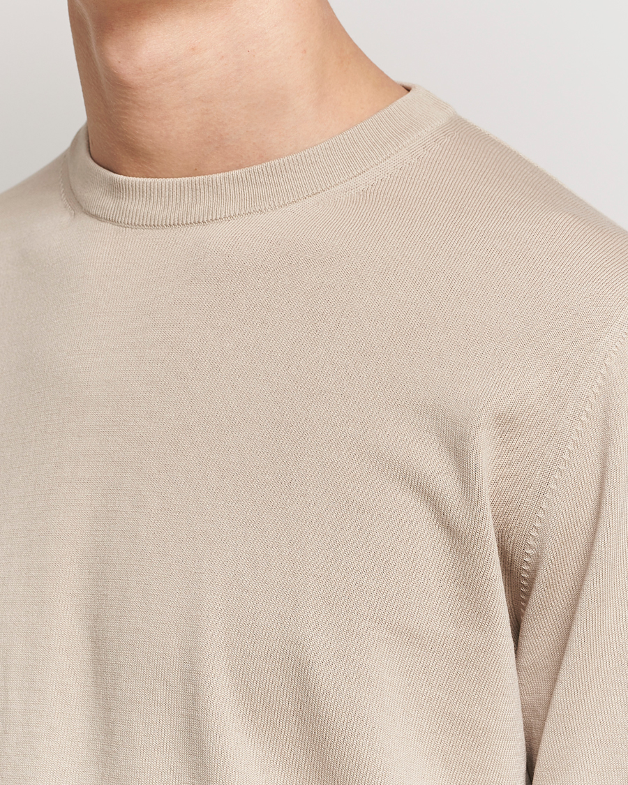 Mies | Puserot | Canali | Cotton Crew Neck Pullover Beige