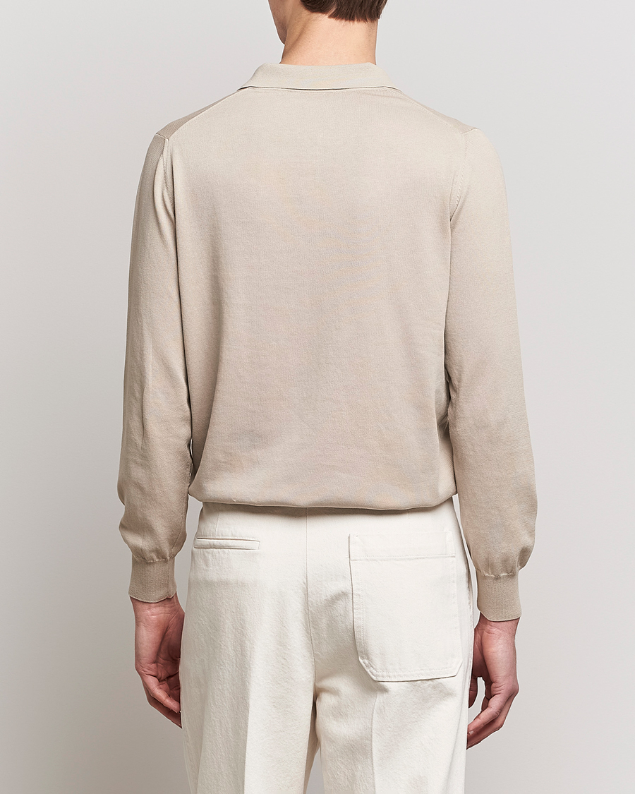 Mies | Puserot | Canali | Cotton Long Sleeve Polo Beige