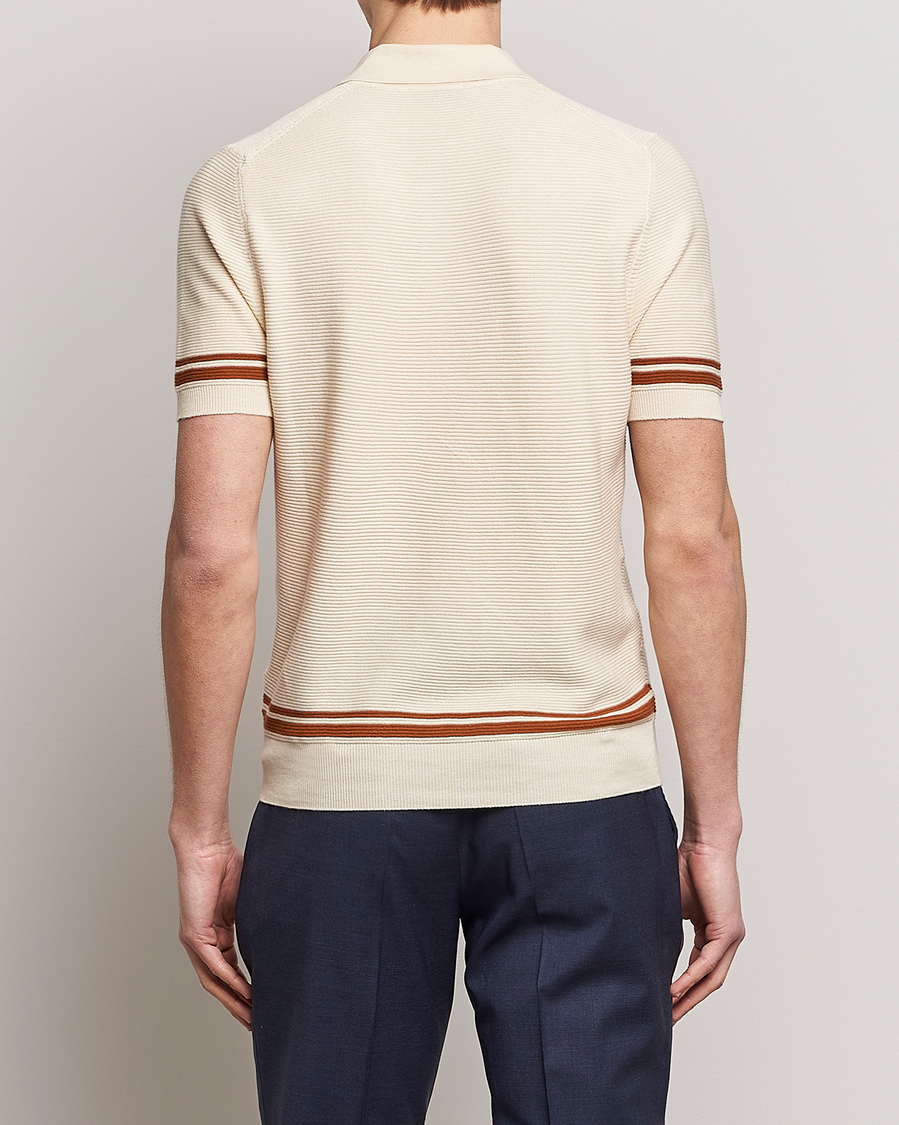Mies | Puserot | Canali | Short Sleeve Knitted Polo Beige