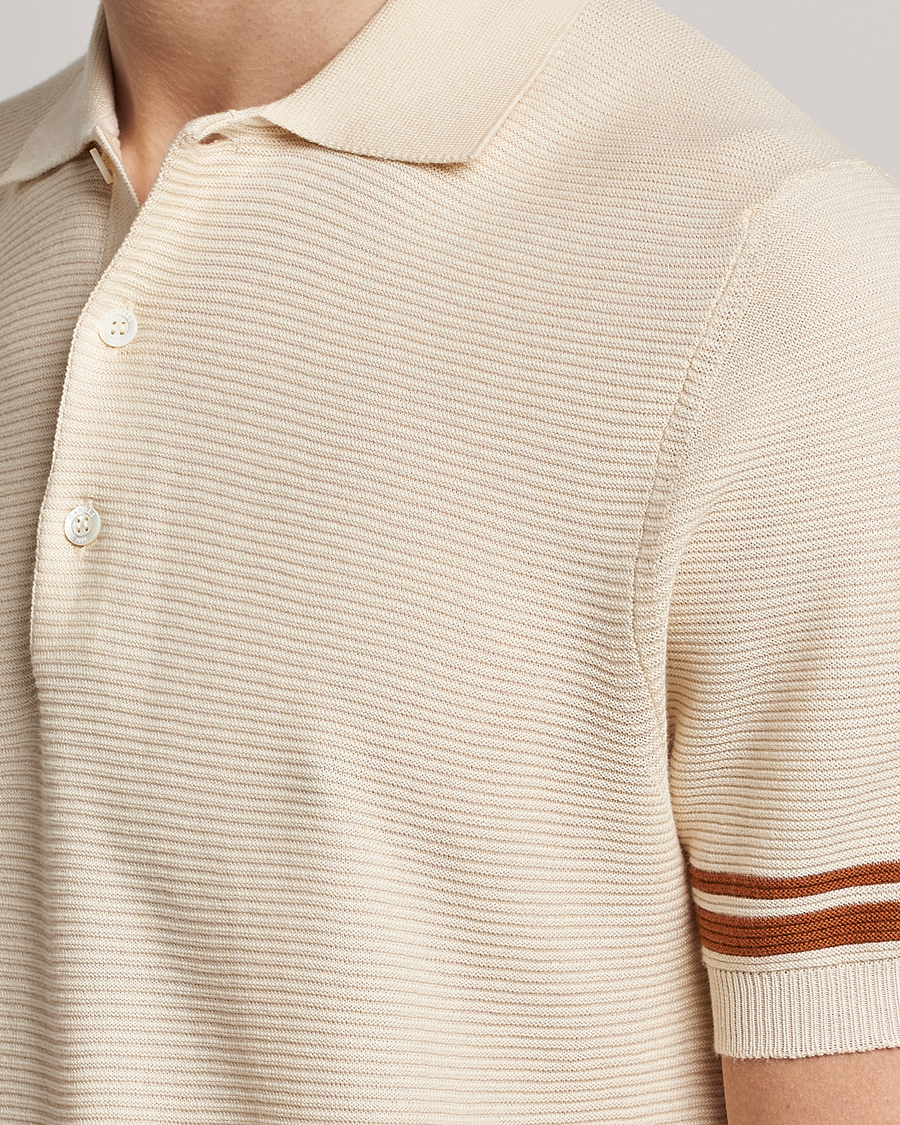 Mies | Puserot | Canali | Short Sleeve Knitted Polo Beige