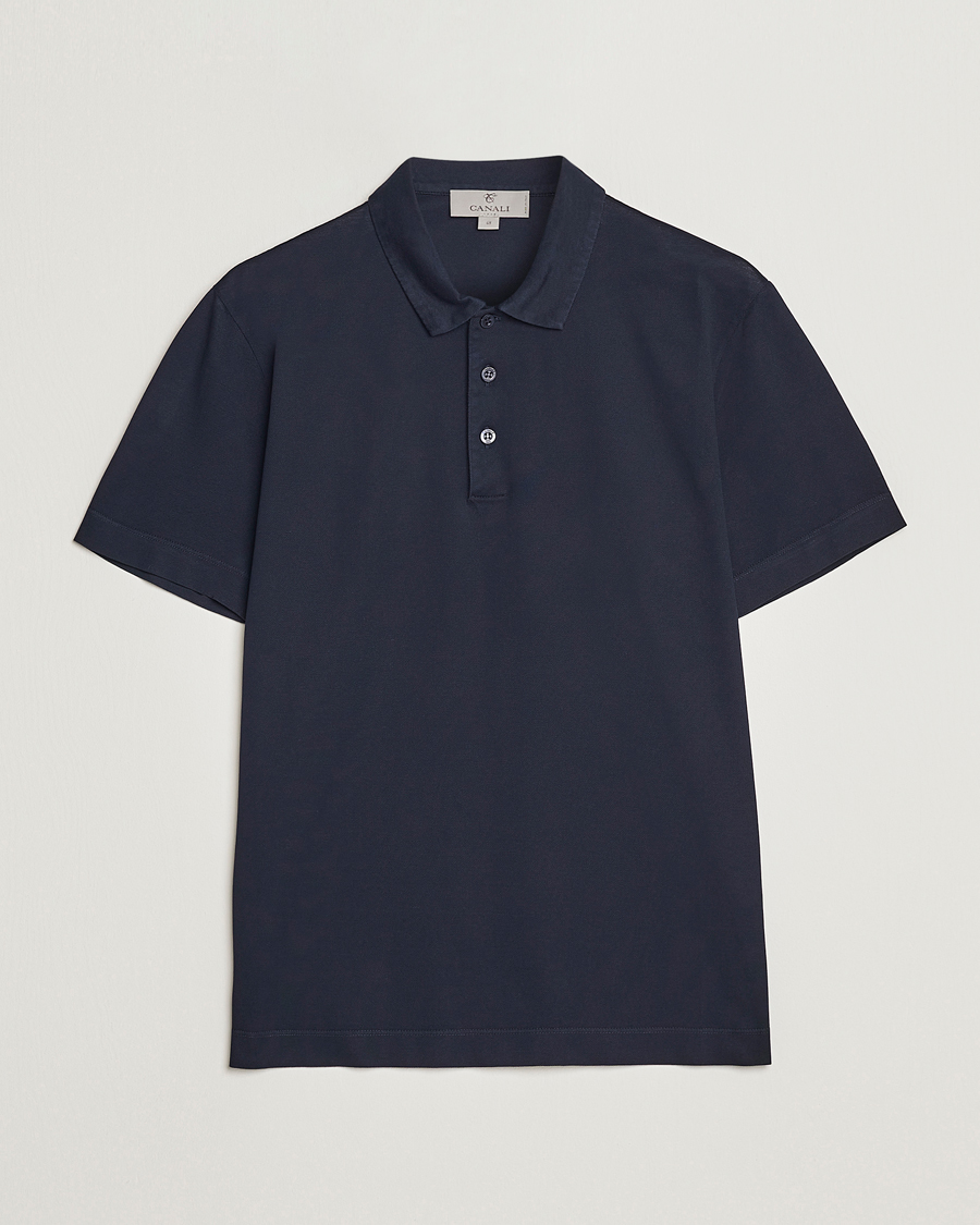Mies | Pikeet | Canali | Short Sleeve Polo Pique Navy
