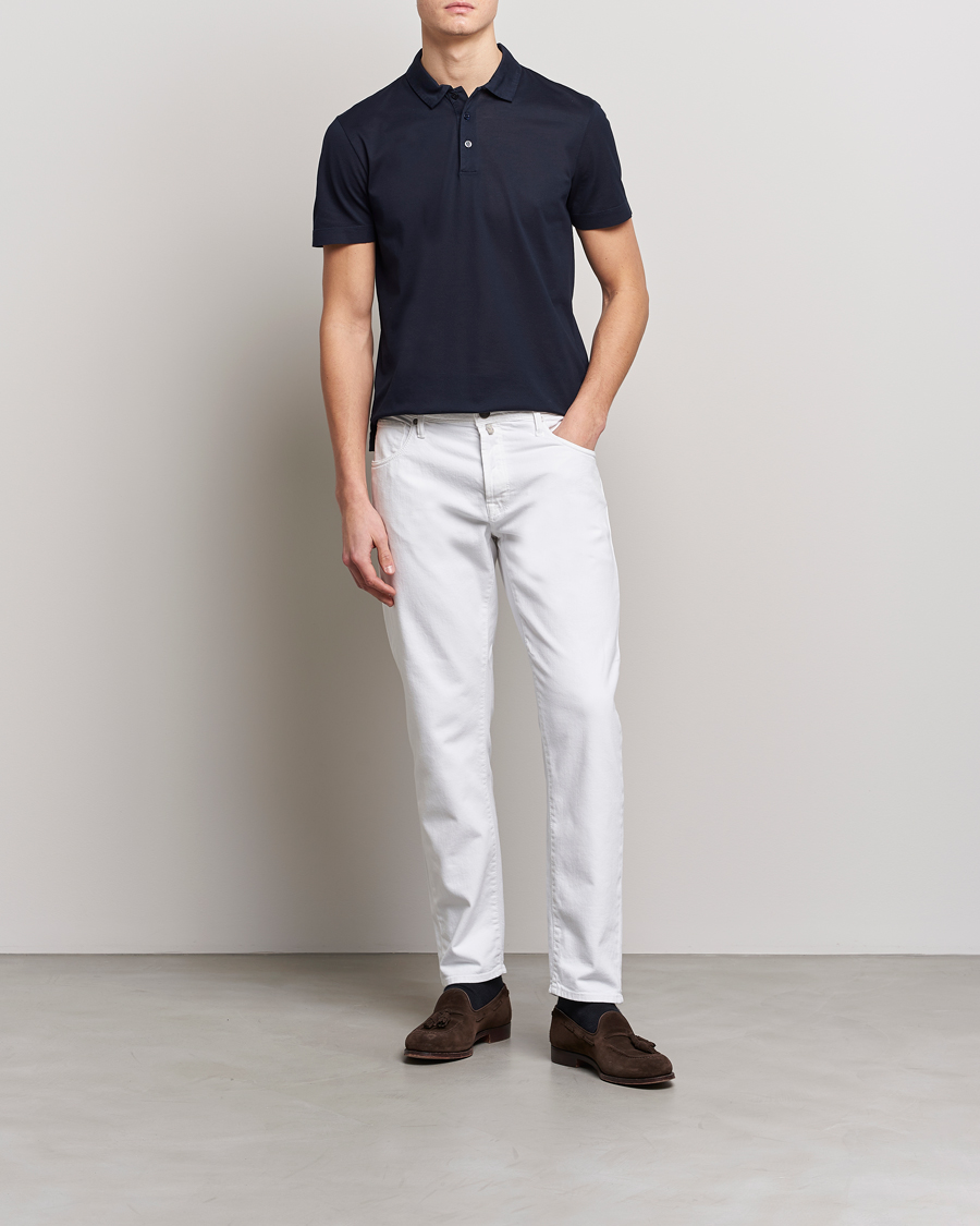 Mies | Pikeet | Canali | Short Sleeve Polo Pique Navy