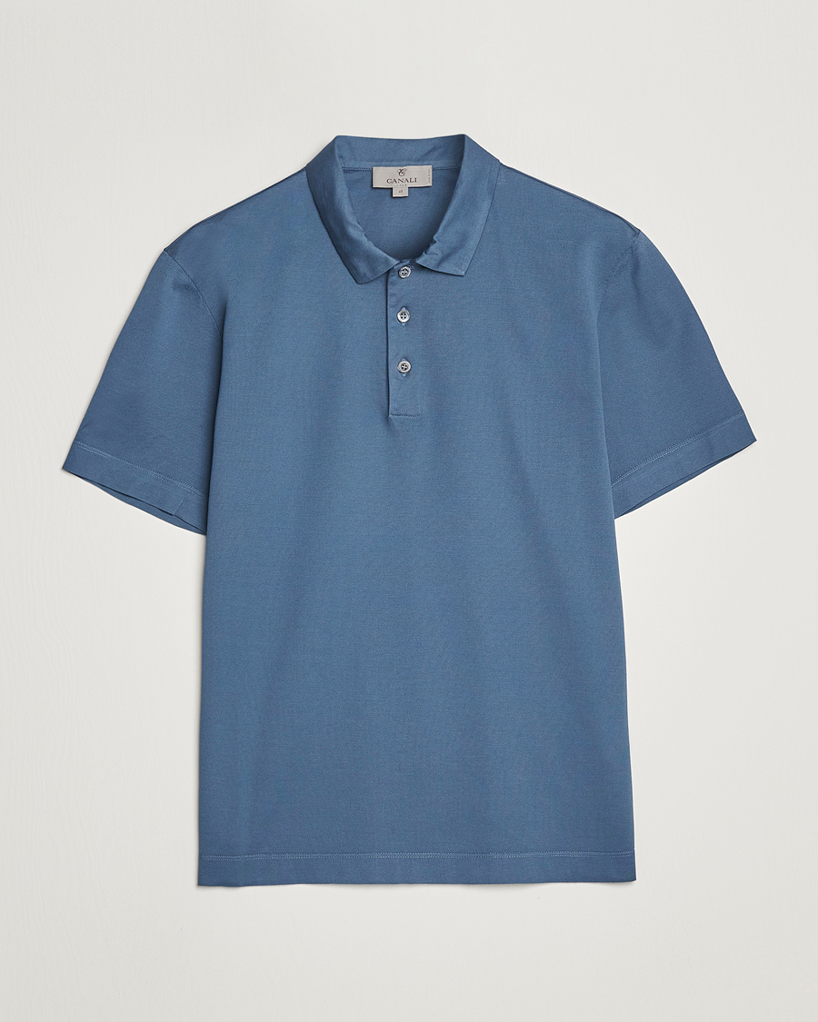Mies | Pikeet | Canali | Short Sleeve Polo Pique Steel Blue