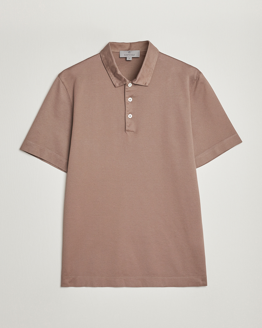 Mies | Pikeet | Canali | Short Sleeve Polo Pique Taupe