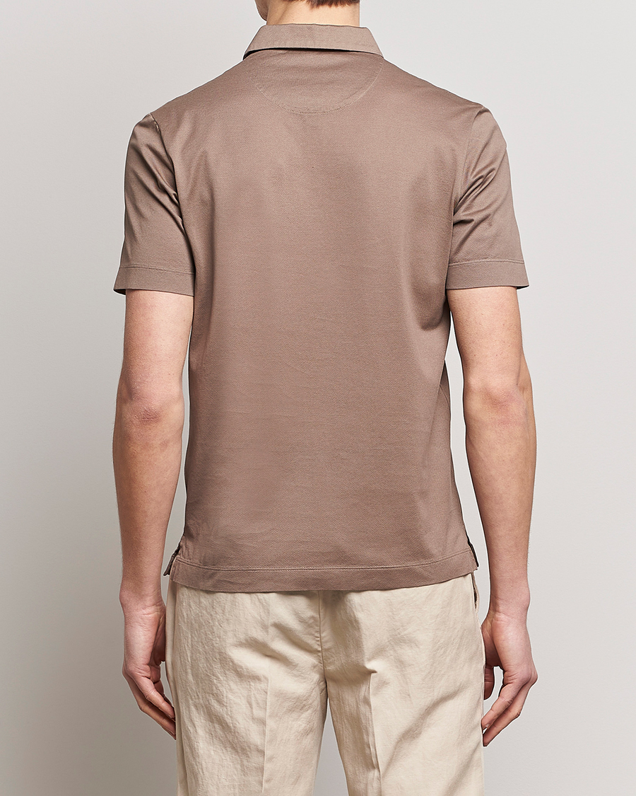 Mies | Pikeet | Canali | Short Sleeve Polo Pique Taupe