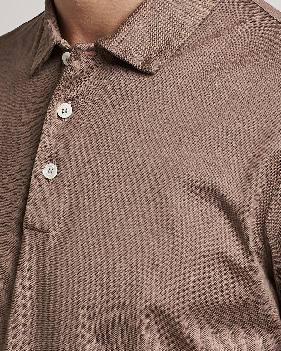 Mies | Pikeet | Canali | Short Sleeve Polo Pique Taupe