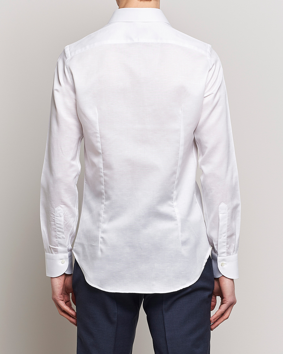Mies | Kauluspaidat | Canali | Slim Fit Linen Shirt White