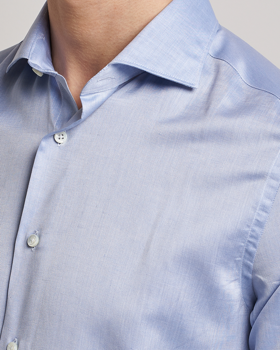 Mies | Kauluspaidat | Canali | Slim Fit Linen Shirt Light Blue