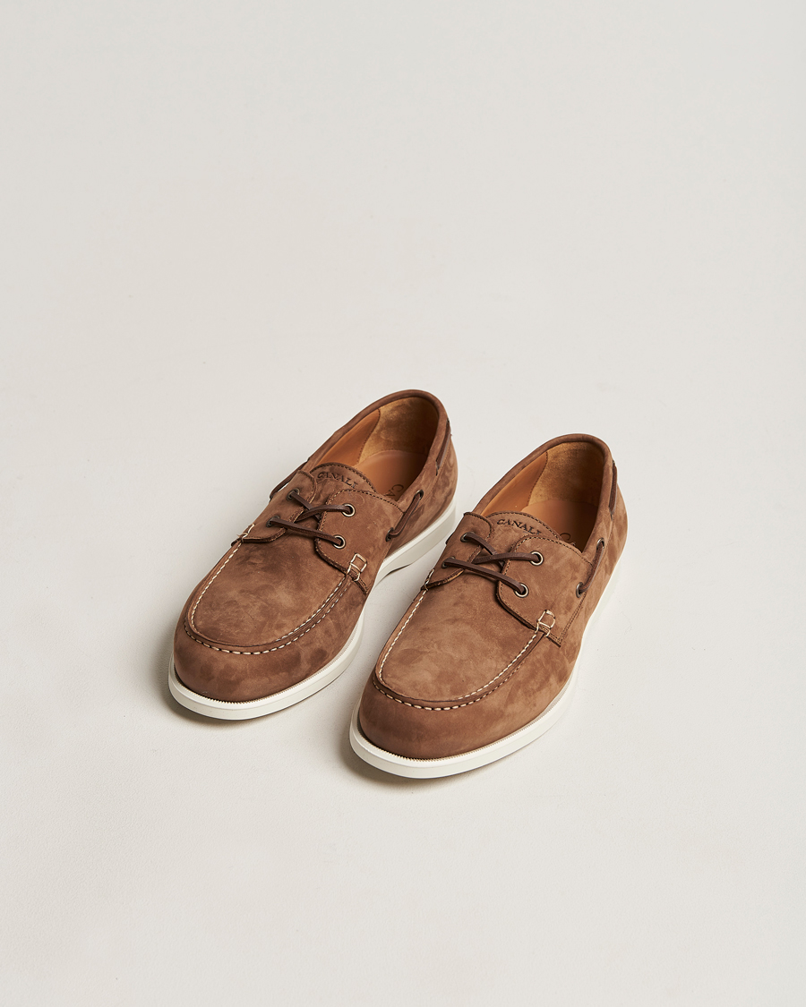 Mies |  | Canali | Boat Shoes Dark Brown Nubuck