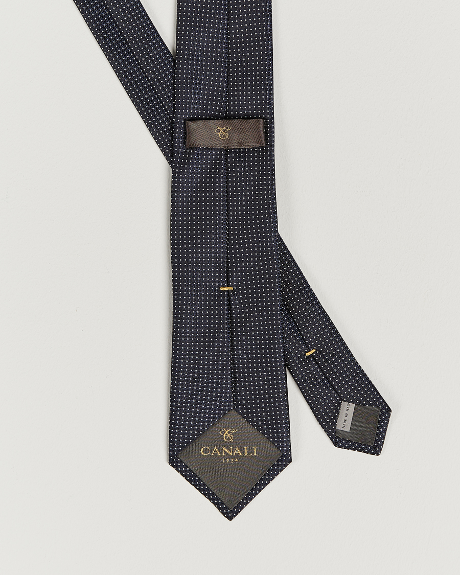 Mies | Canali Micro Jacquard Silk Tie Navy | Canali | Micro Jacquard Silk Tie Navy