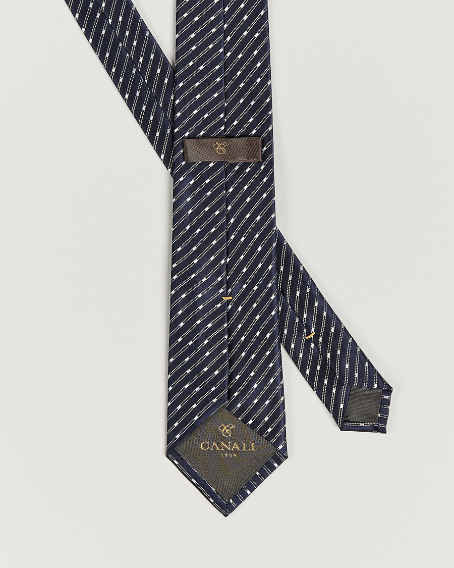 Mies | Canali Micro Jacquard Silk Tie Navy | Canali | Micro Jacquard Silk Tie Navy