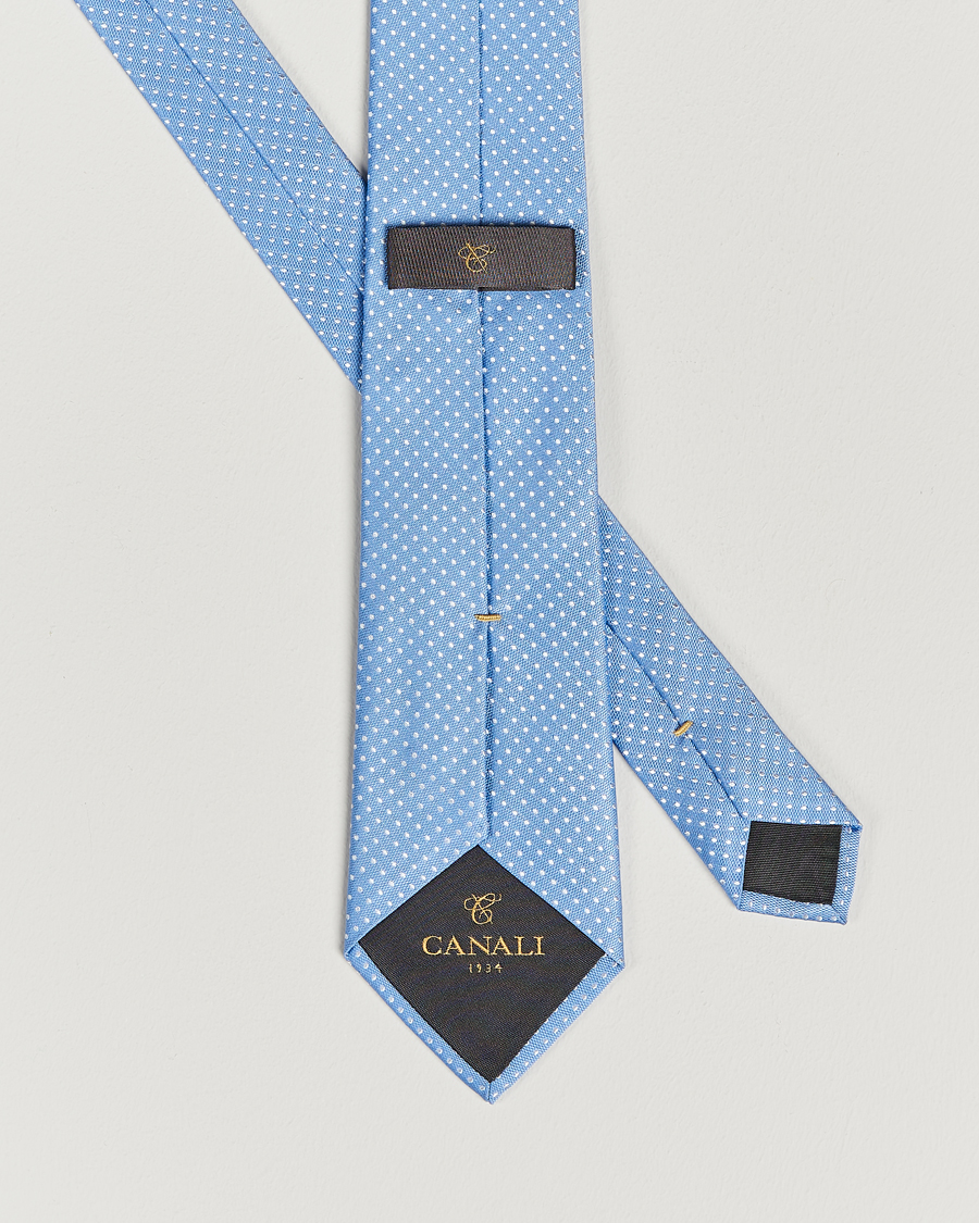 Mies | Canali Micro Dot Silk Tie Light Blue | Canali | Micro Dot Silk Tie Light Blue
