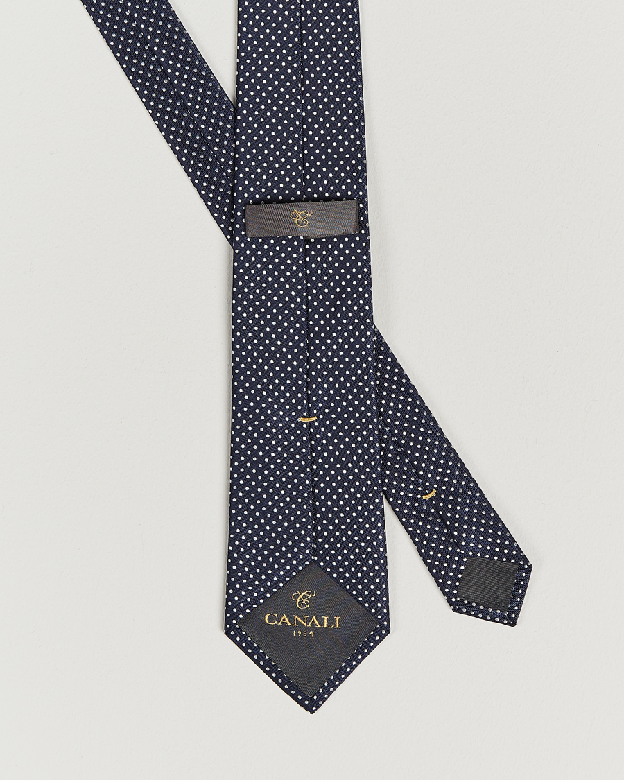 Mies | Canali Micro Dot Silk Tie Navy | Canali | Micro Dot Silk Tie Navy