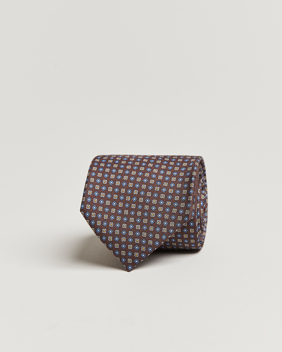 Mies | Canali Micro Pattern Printed Silk Tie Brown | Canali | Micro Pattern Printed Silk Tie Brown