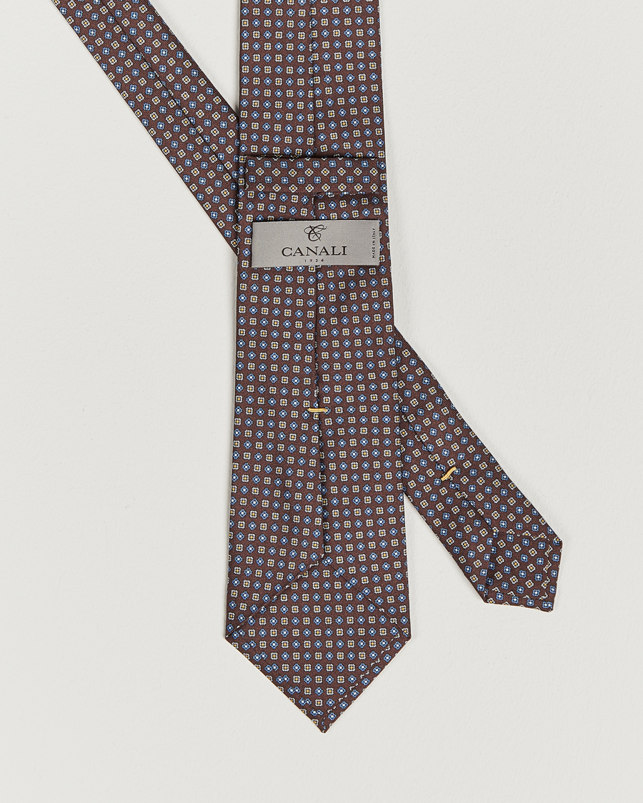 Mies | Canali Micro Pattern Printed Silk Tie Brown | Canali | Micro Pattern Printed Silk Tie Brown