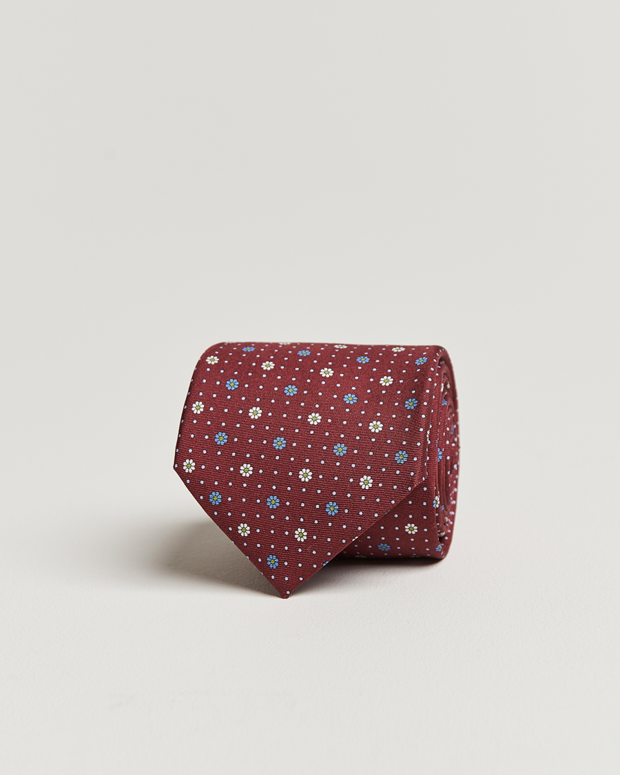 Mies | Canali Printed Flower Silk Tie Burgundy | Canali | Printed Flower Silk Tie Burgundy