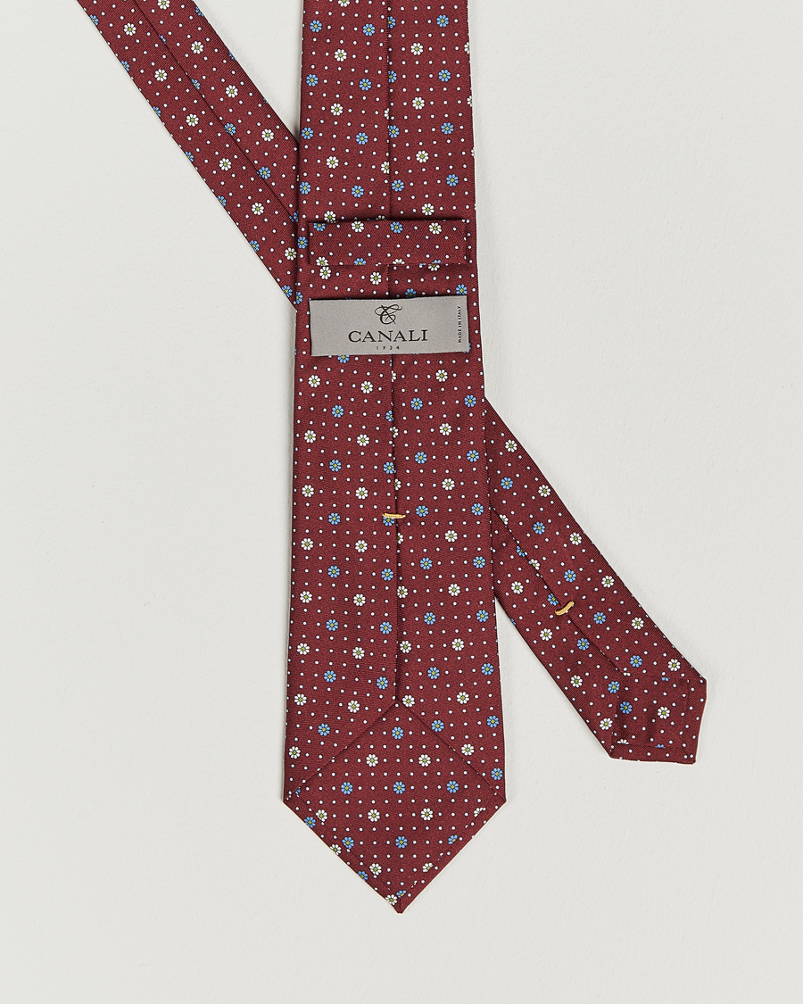 Mies | Canali Printed Flower Silk Tie Burgundy | Canali | Printed Flower Silk Tie Burgundy