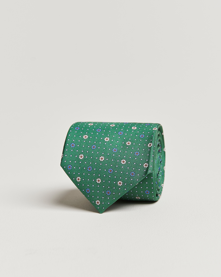 Mies | Canali Printed Flower Silk Tie Green | Canali | Printed Flower Silk Tie Green