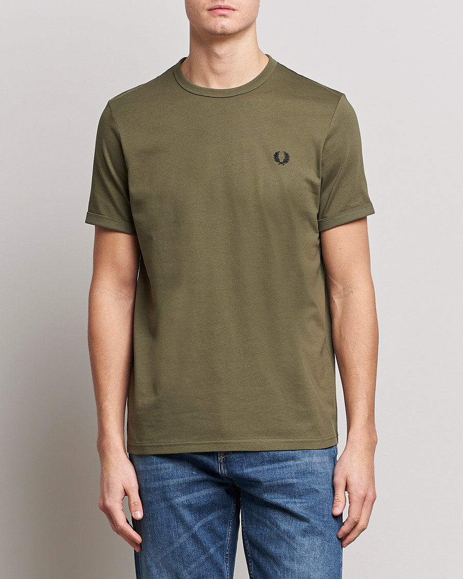 Mies |  | Fred Perry | Ringer T-Shirt Unifrom Green