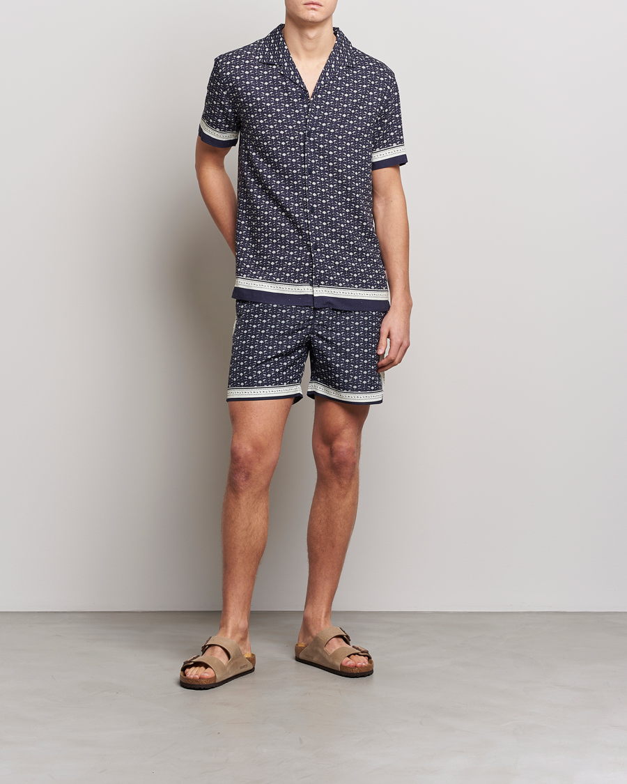 Mies | Kauluspaidat | Orlebar Brown | Hibbert Bandana Viscose/Linen Shirt Dark Sapphire