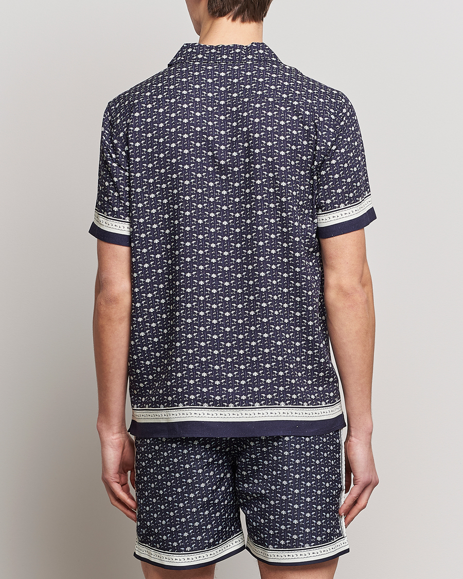Mies | Kauluspaidat | Orlebar Brown | Hibbert Bandana Viscose/Linen Shirt Dark Sapphire