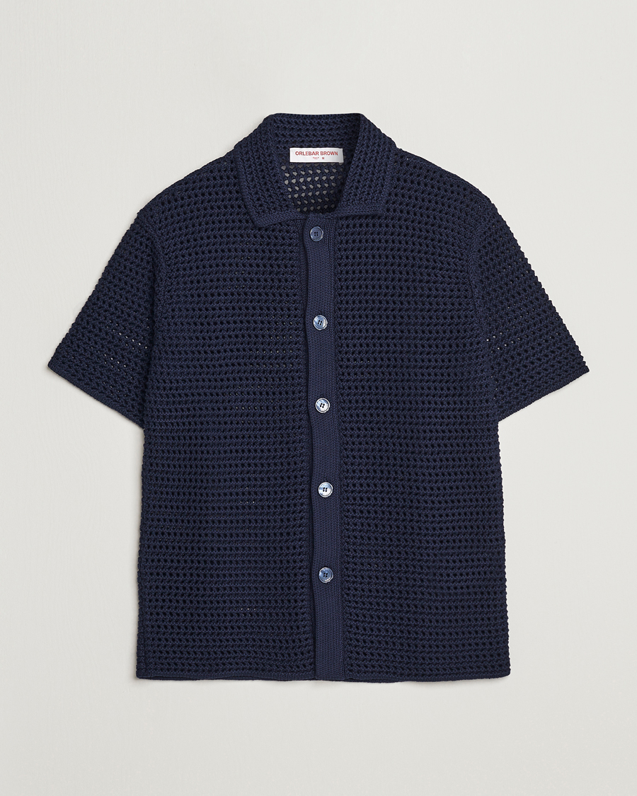 Mies | Kauluspaidat | Orlebar Brown | Thomas Crochet Heavy Knitted Cotton Shirt Night Iris