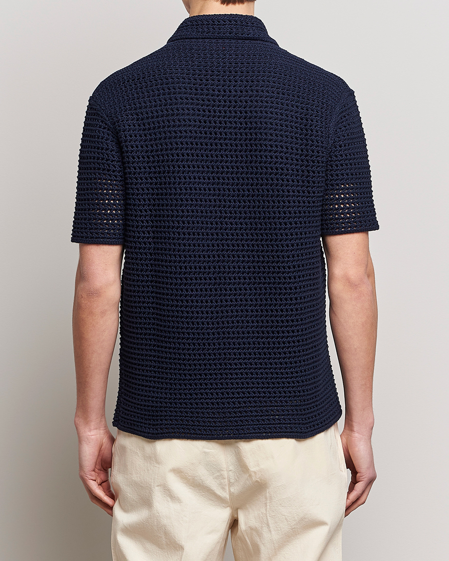 Mies | Kauluspaidat | Orlebar Brown | Thomas Crochet Heavy Knitted Cotton Shirt Night Iris