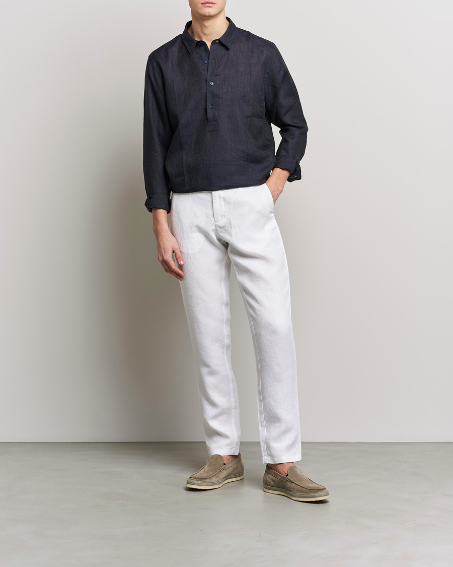 Mies | Kauluspaidat | Orlebar Brown | Percy Smart Linen Shirt Dark Navy