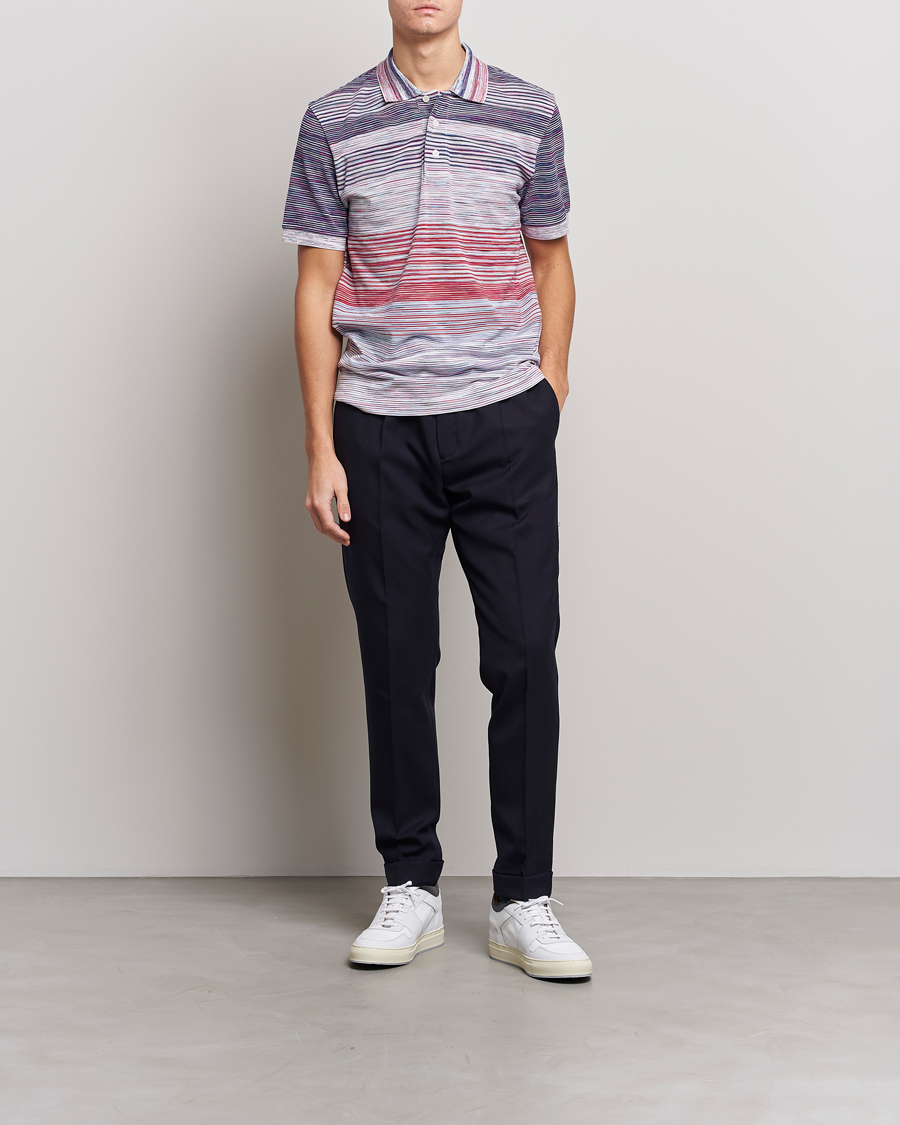 Mies | Pikeet | Missoni | Short Sleeve Space Dye Polo Navy/Light Blue