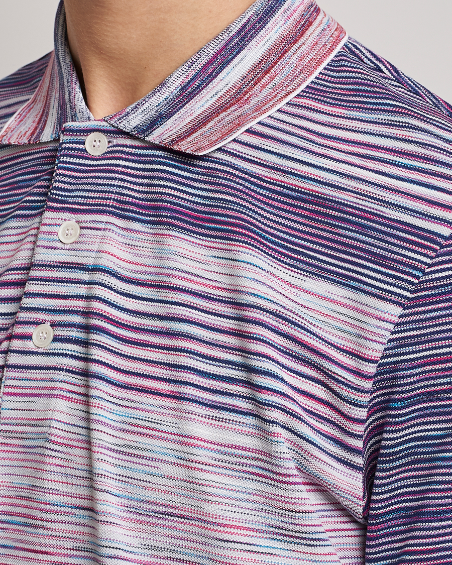 Mies | Pikeet | Missoni | Short Sleeve Space Dye Polo Navy/Light Blue