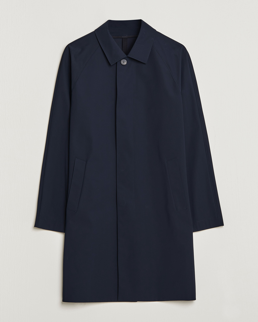Mies | Takit | Harris Wharf London | Light Technic Balmacaan Coat Dark Blue