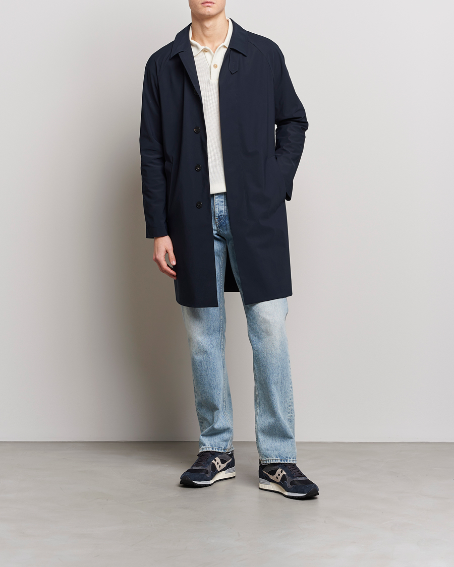 Mies | Takit | Harris Wharf London | Light Technic Balmacaan Coat Dark Blue
