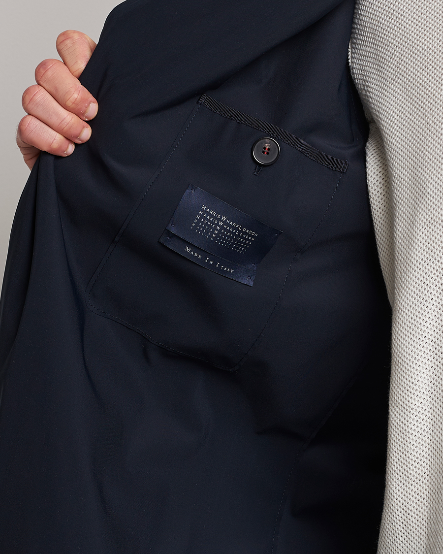 Mies | Takit | Harris Wharf London | Light Technic Balmacaan Coat Dark Blue