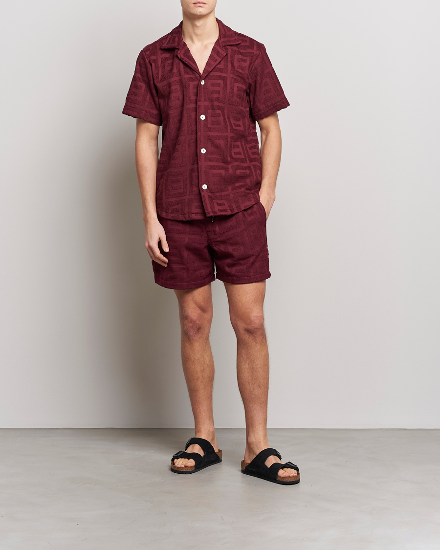 Mies | Kauluspaidat | OAS | Terry Cuba Short Sleeve Shirt Burgundy