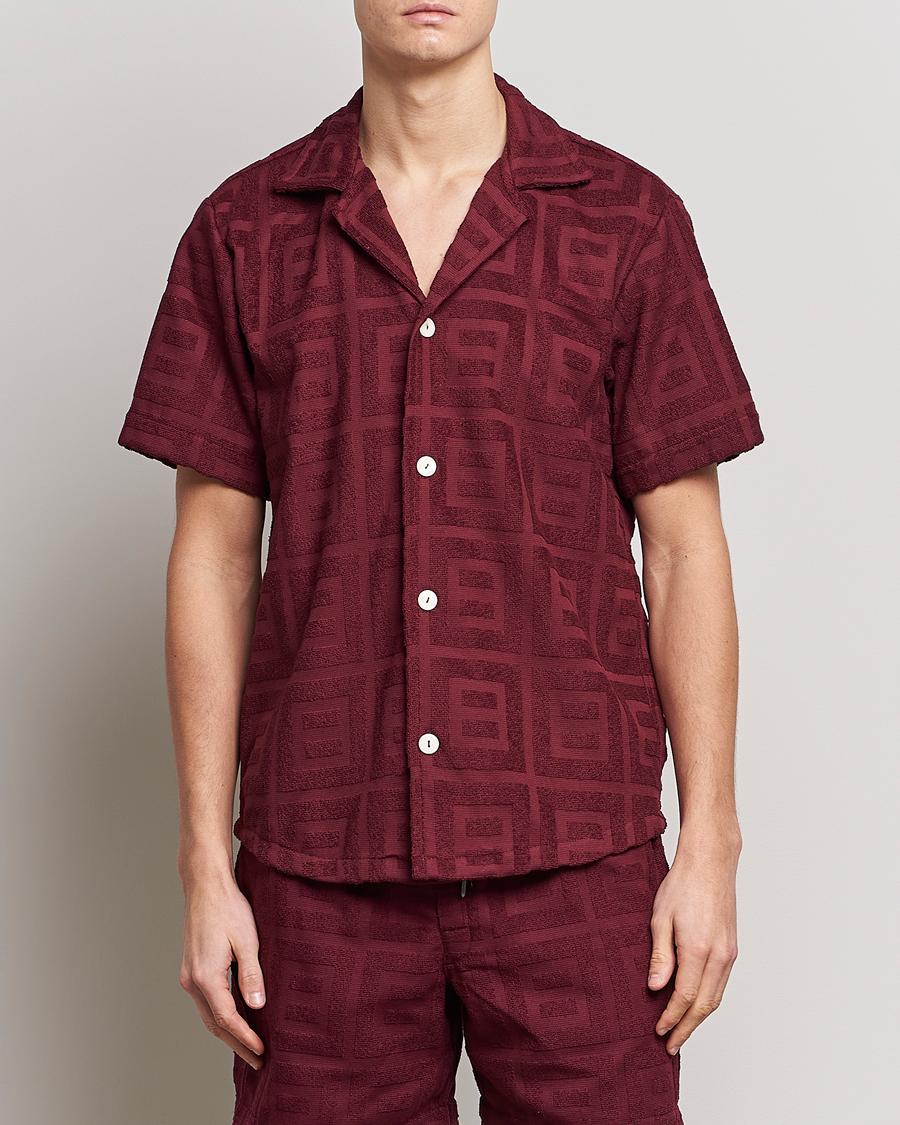 Mies | Kauluspaidat | OAS | Terry Cuba Short Sleeve Shirt Burgundy